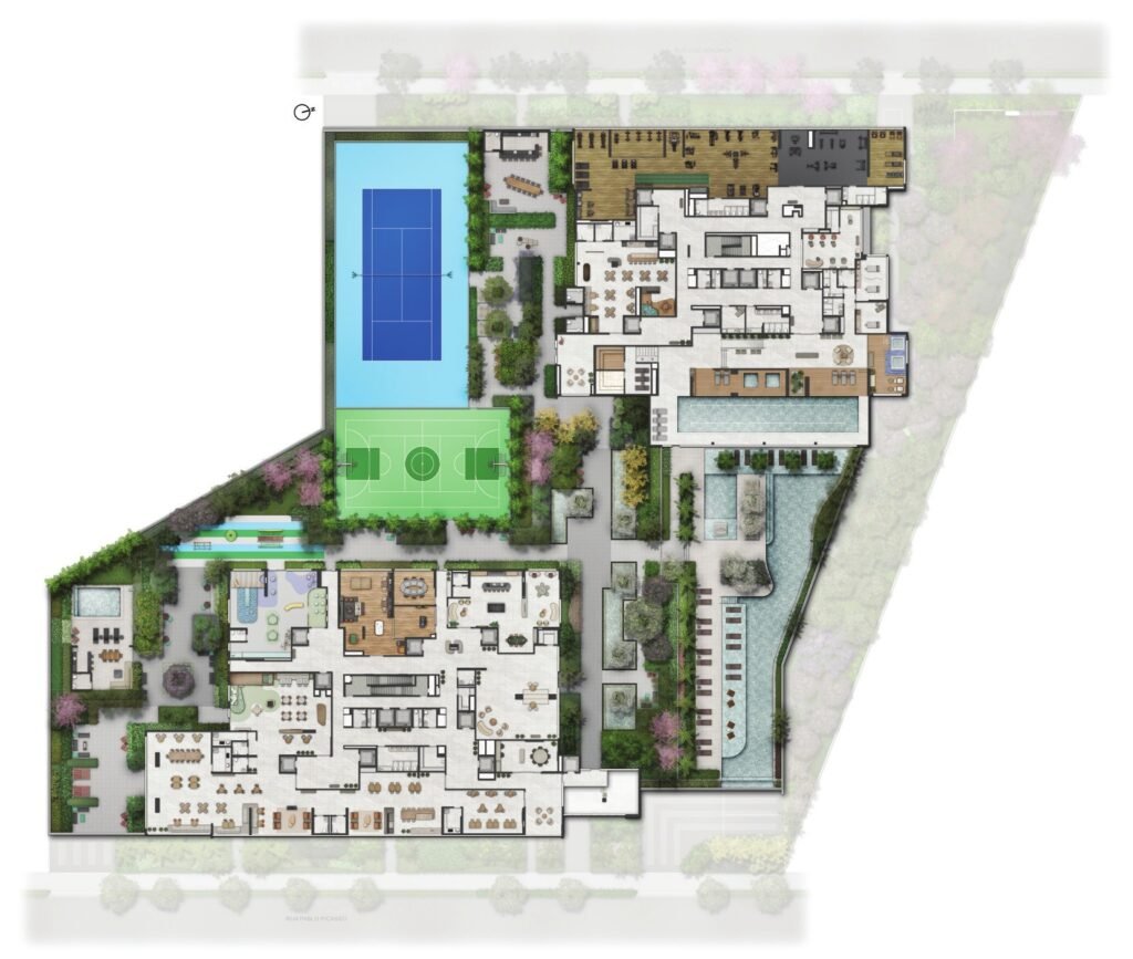 Planta de implantação do lazer do Sequoia Jardim das Perdizes