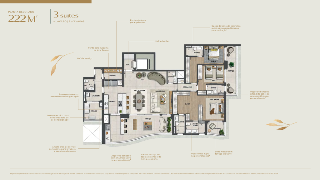 Bosque Cerejeiras — planta 222,06 m2