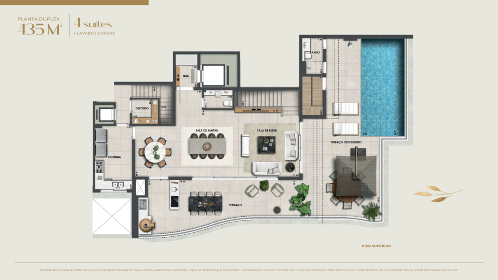 Bosque Cerejeiras — planta 435,90 m2 (piso superior)
