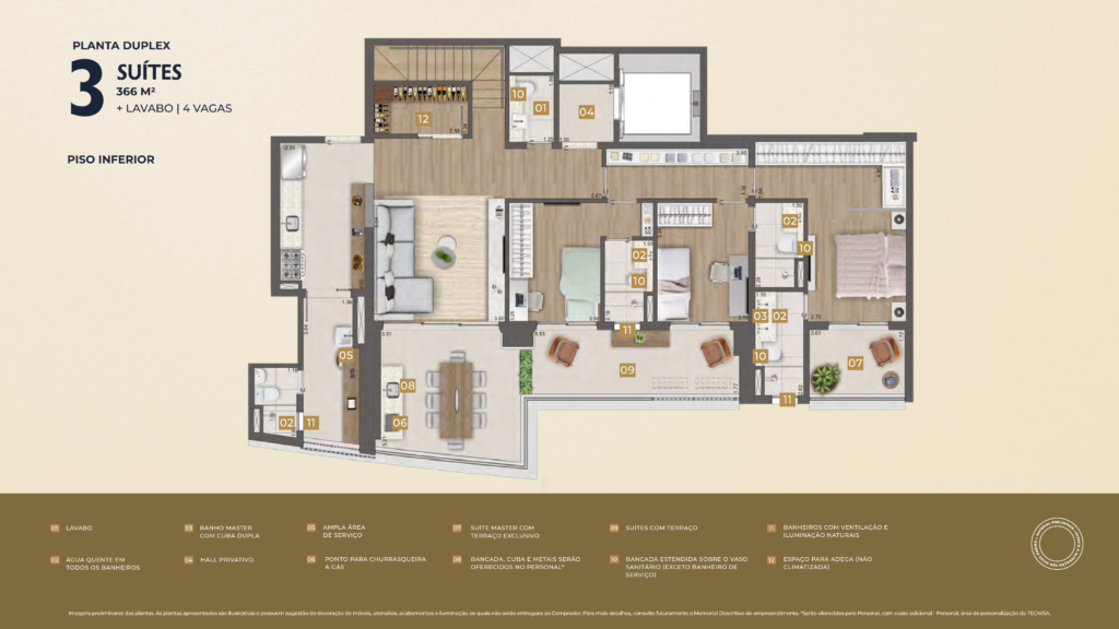 Reserva Flamboyant — planta 336 m2 (piso inferior)