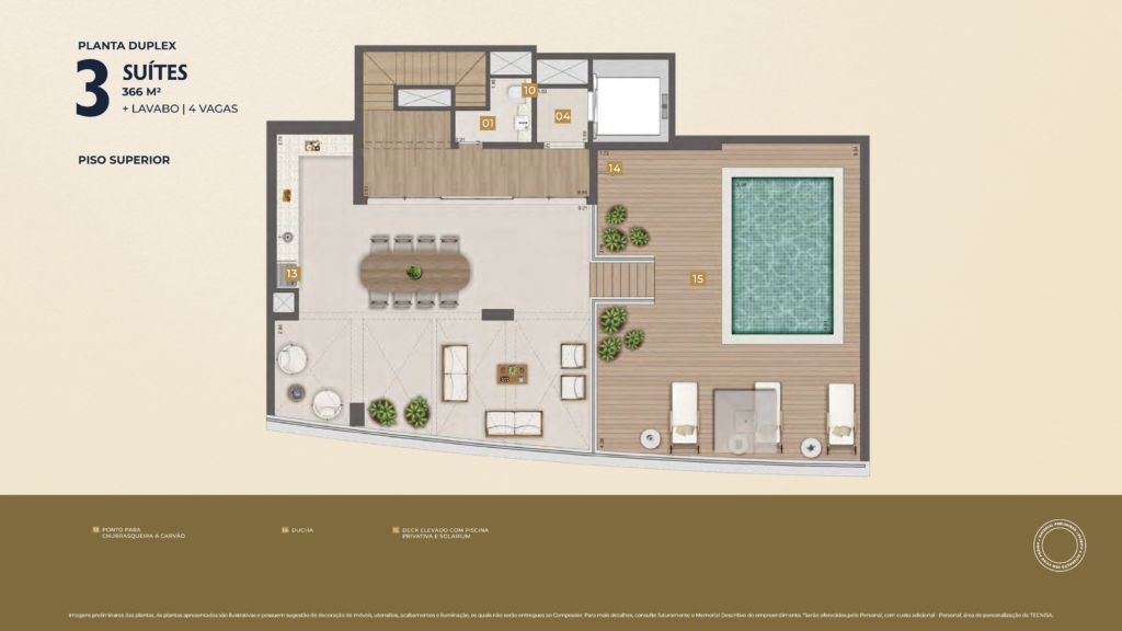 Reserva Flamboyant — planta 336 m2 (piso superior)