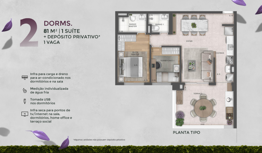 Recanto Oliveiras — planta 81 m2 (tipo)