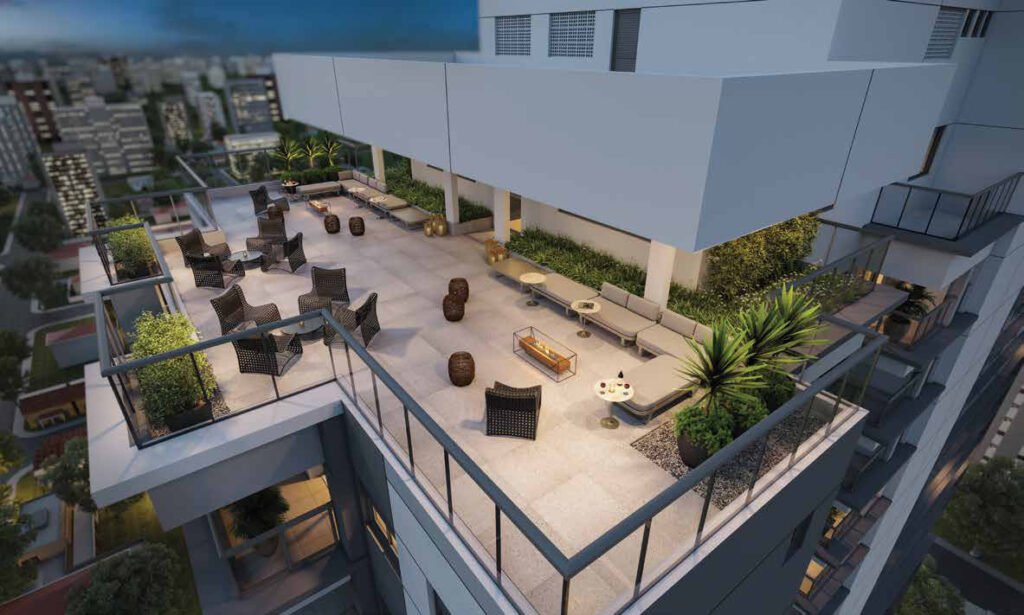 Perspectiva ilustrada de belvedere — 27º pav. rooftop do Hub Brooklin by Ez.