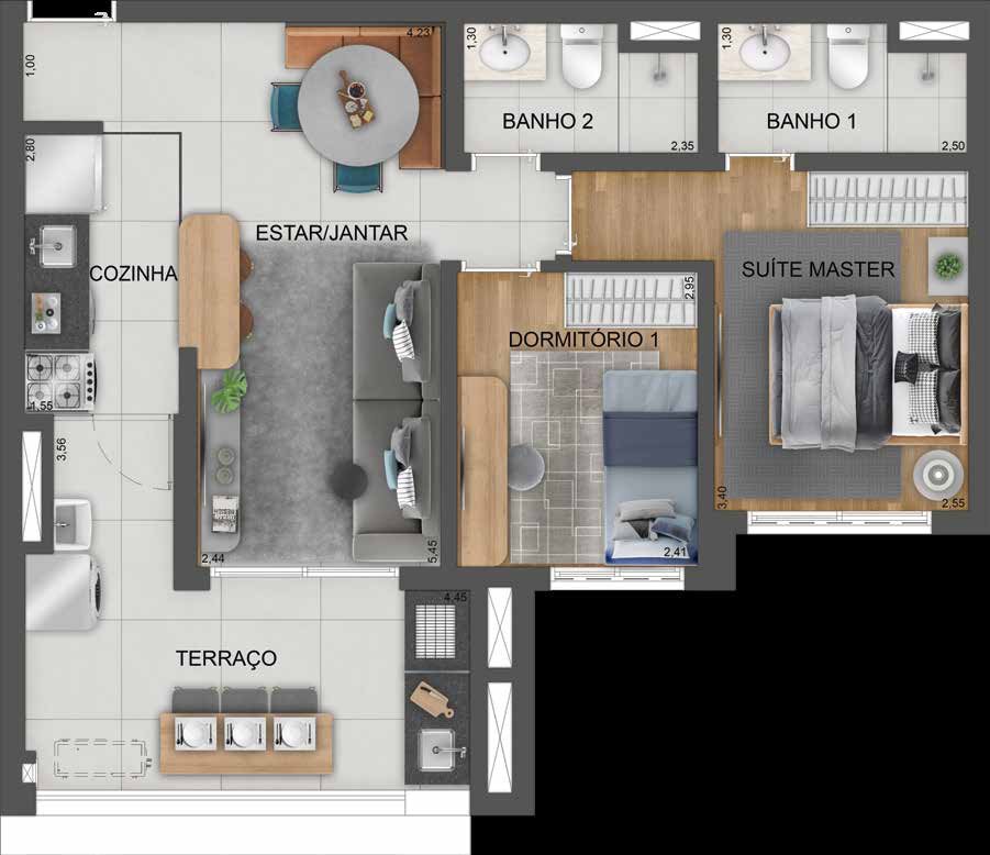Planta humanizada do Mooca Citta Firenze.
