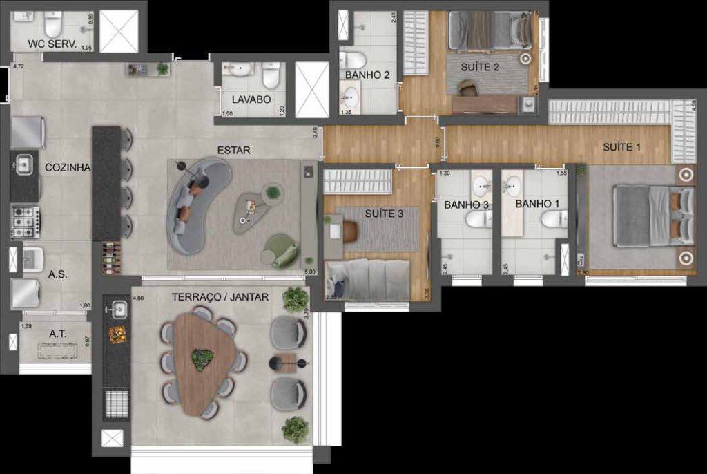 Planta humanizada do Mooca Citta Milano.