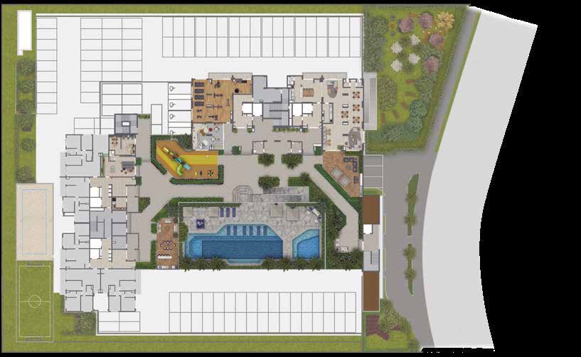 Planta de implantação do Moved Osasco, com as áreas comuns do empreendimento