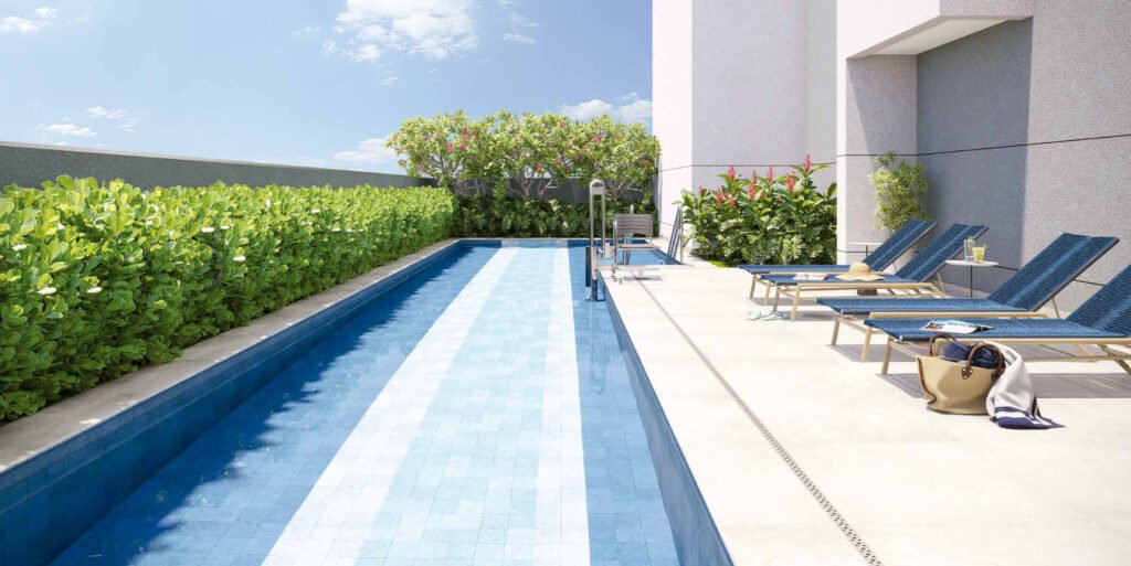 Perspectiva ilustrada de piscina adulto do Lume House Vila Prudente.