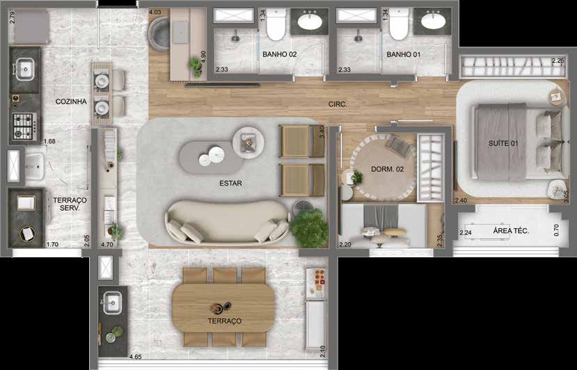 Planta humanizada do Lume House Vila Prudente.