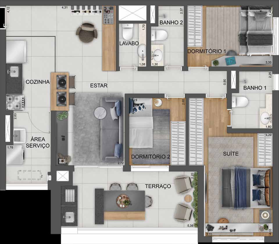 Planta humanizada do Mooca Citta Firenze.