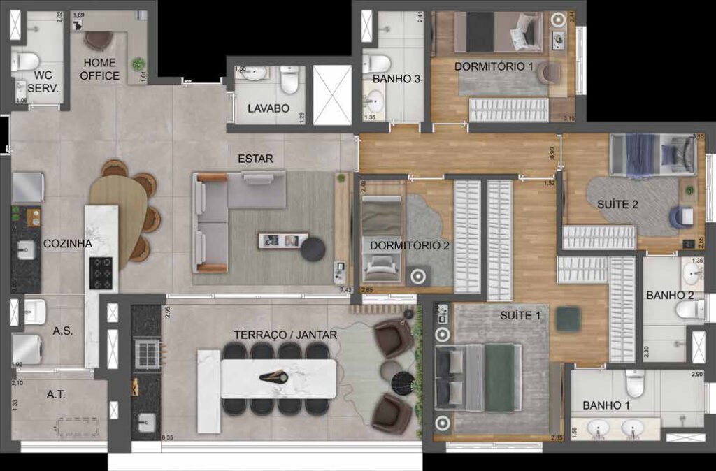 Planta humanizada do Mooca Citta Milano.