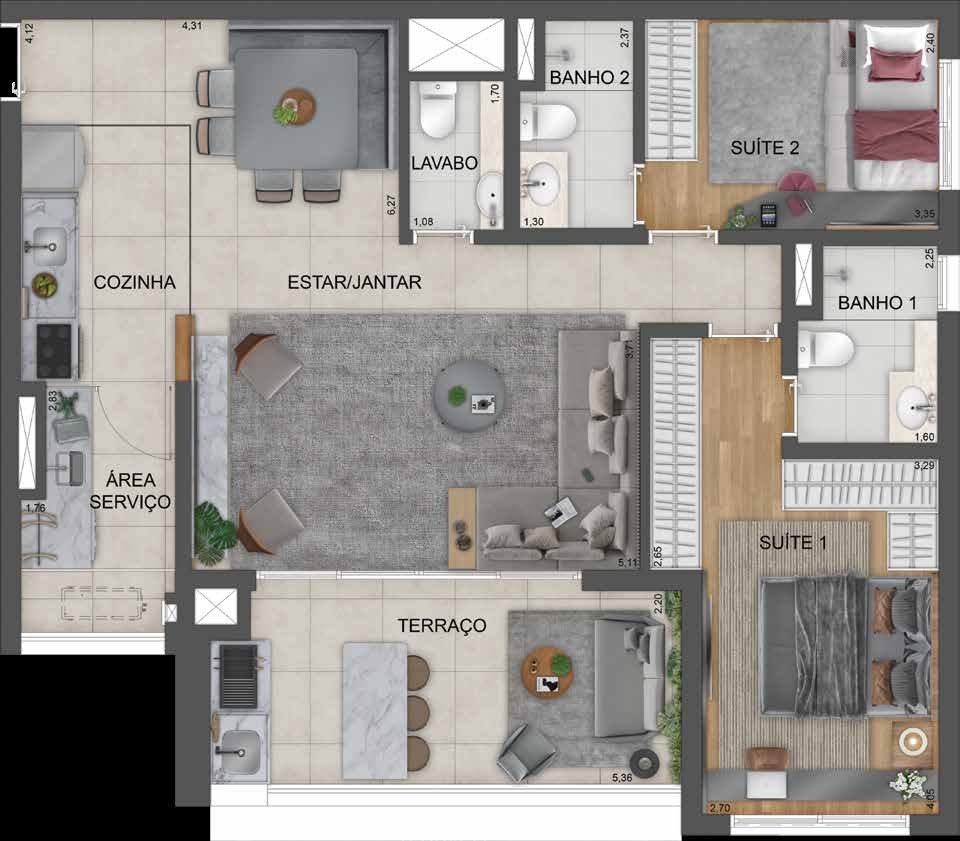 Planta humanizada do Mooca Citta Firenze.