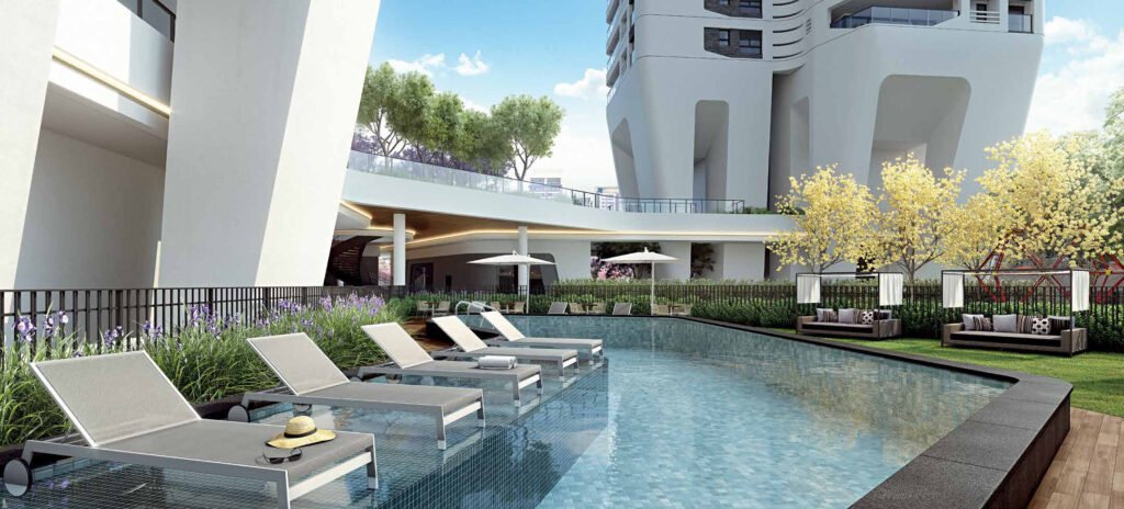 Perspectiva ilustrada de piscina adulto do EZ Parque da Cidade.