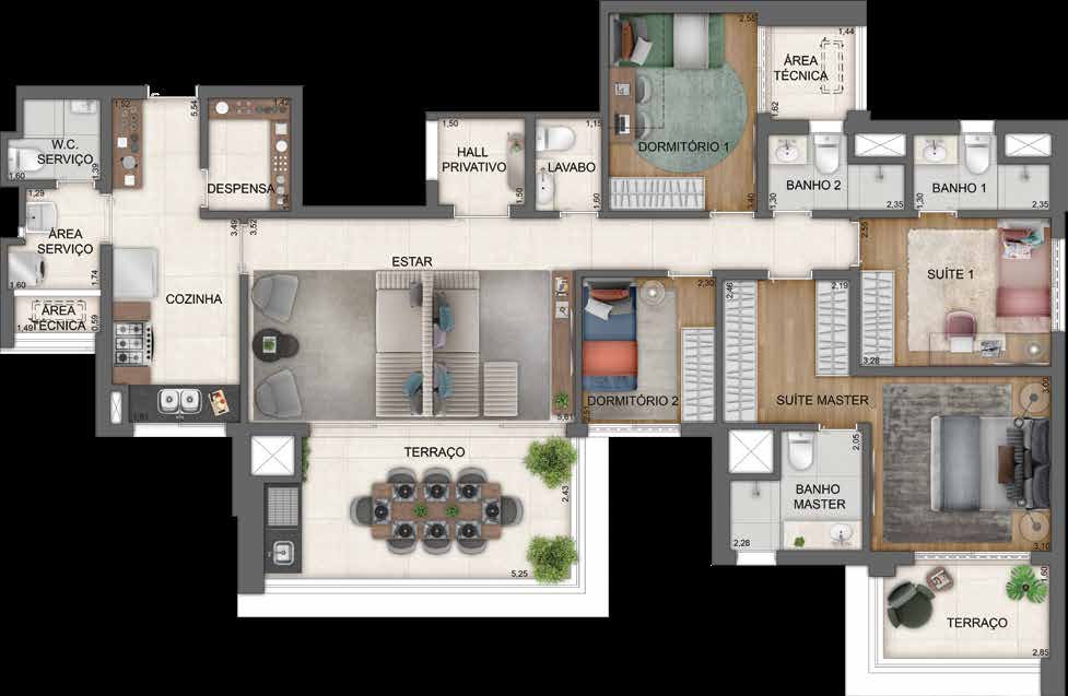 Planta humanizada do Haute Brooklin by Ez.