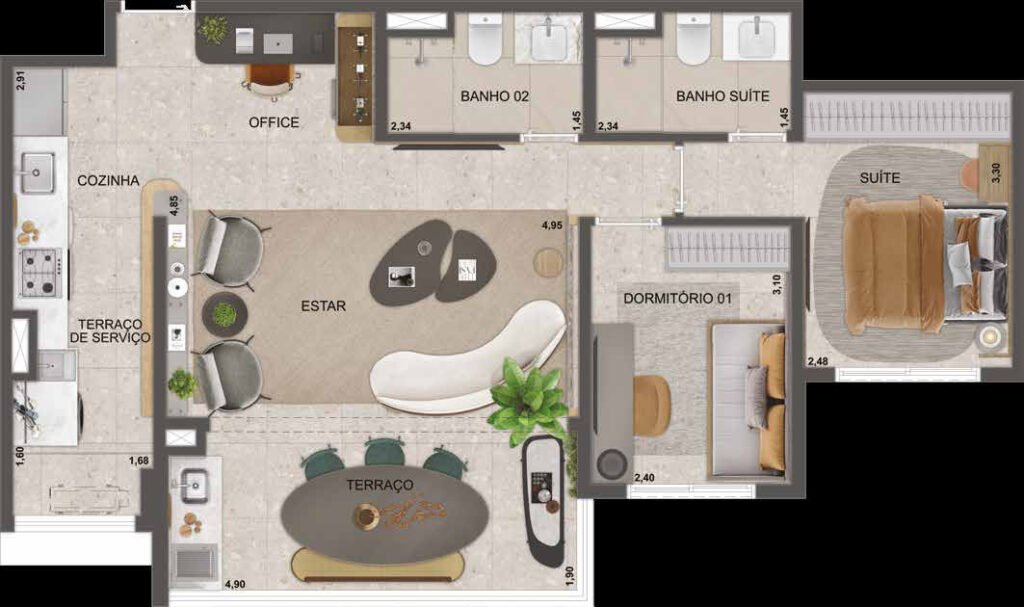Planta humanizada do Blue Marine.