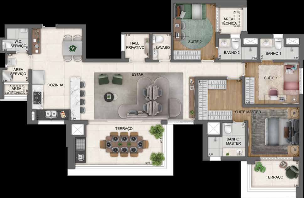 Planta humanizada do Haute Brooklin by Ez.