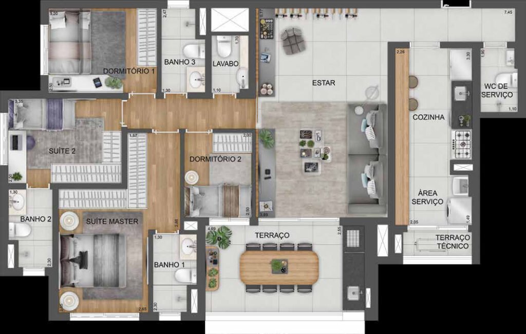 Planta humanizada do Mooca Citta Firenze.