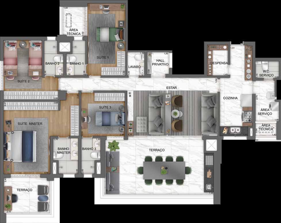 Planta humanizada do Haute Brooklin by Ez.