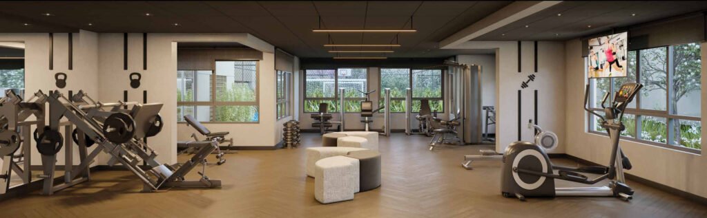 Perspectiva ilustrada de fitness do Mooca Citta Firenze.