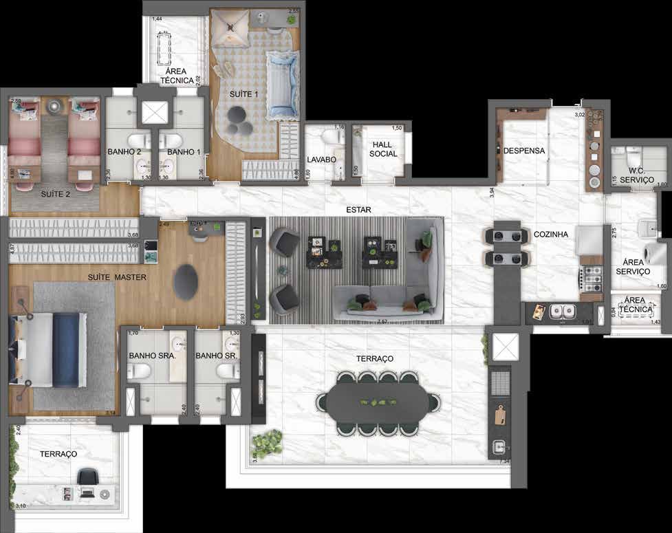 Planta humanizada do Haute Brooklin by Ez.