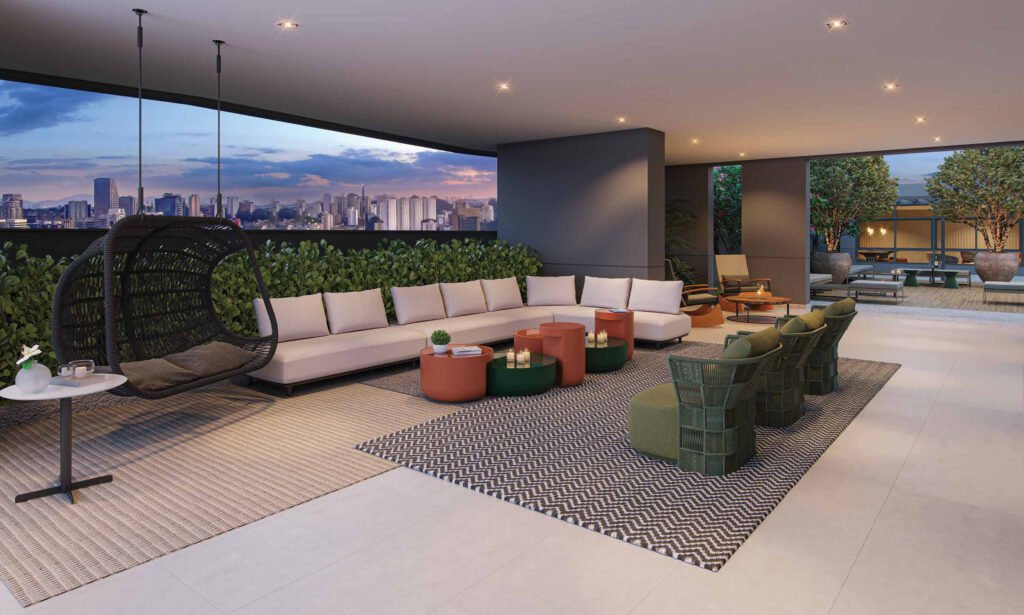 Perspectiva ilustrada de lounge externo do Signature by Ott.