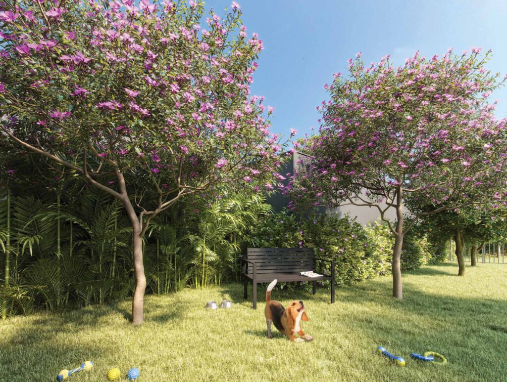 Perspectiva ilustrada de pet place do Exalt Ibirapuera by Ez.