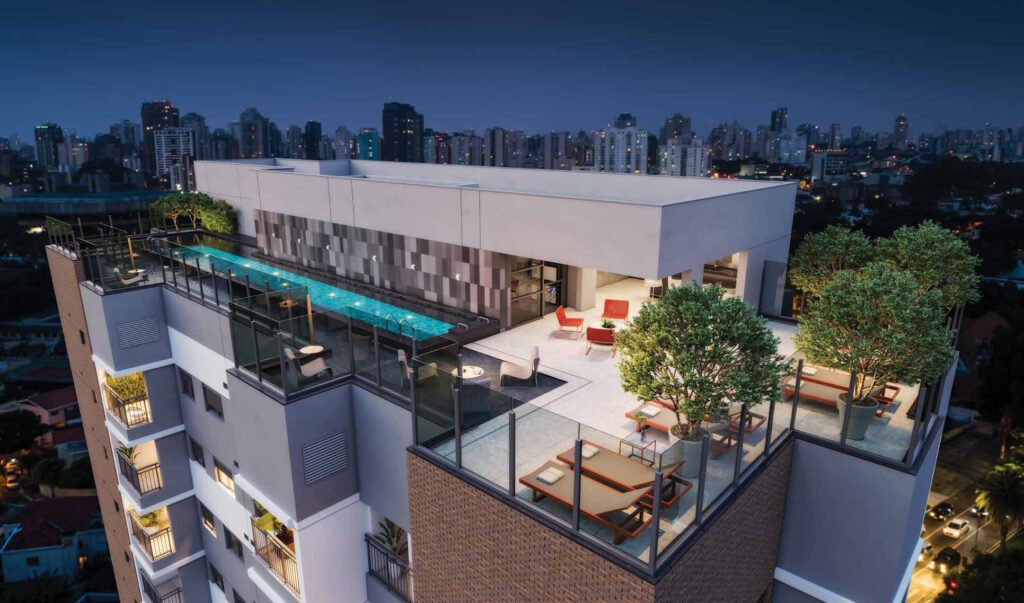 Perspectiva ilustrada de rooftop* do Z Ibirapuera.