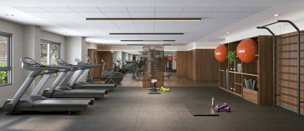 Perspectiva ilustrada de fitness do Alt Studios by Eztec.