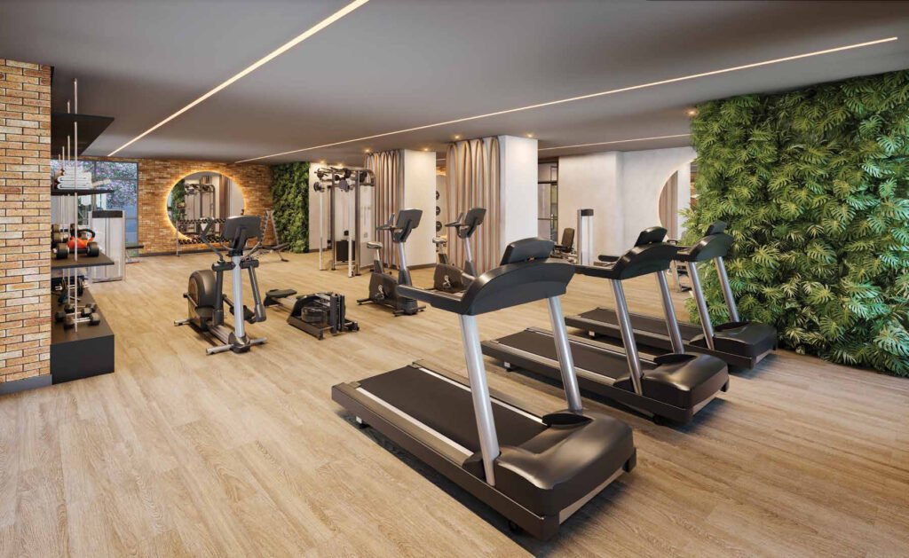 Perspectiva ilustrada de fitness do Exalt Ibirapuera by Ez.