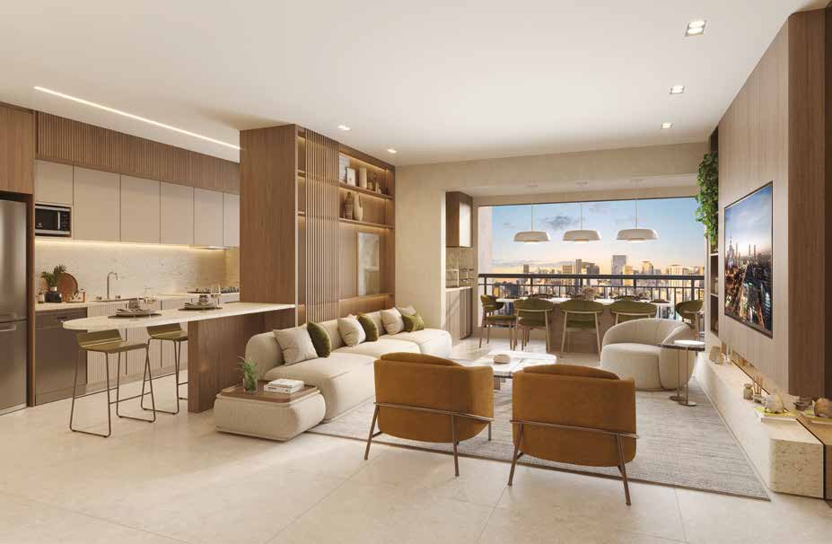 Azzure Resort Life – Living Do Apto. Tipo De 120 M² — 3 Suítes